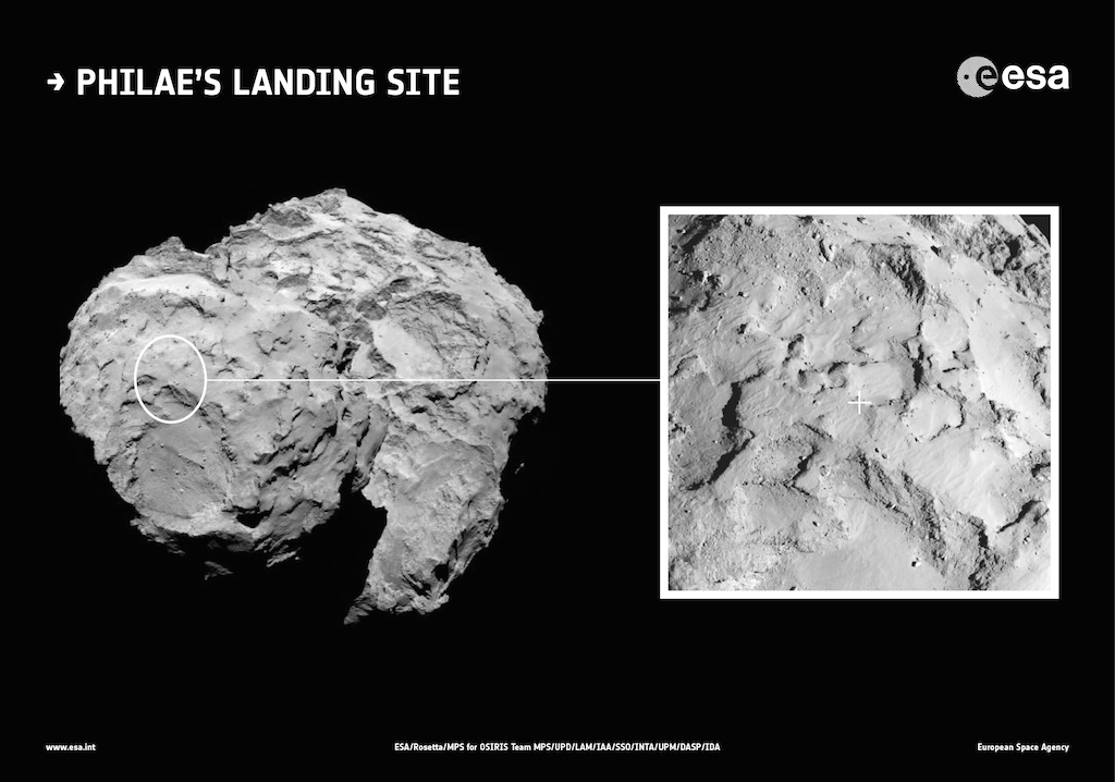 Agilkia, la zona di atterraggio di Philae sulla cometa 67P/CG. (credit ESA/Rosetta/MPS for OSIRIS Team MPS/UPD/LAM/IAA/SSO/INTA/UPM/DASP/IDA) 